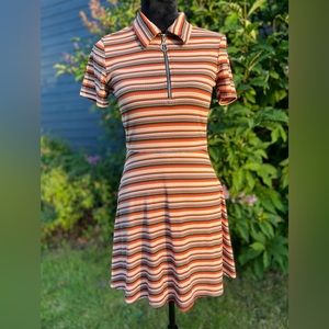 🍕5/$25 Justify retro 90’s zipper collar striped dress stretchy size medium